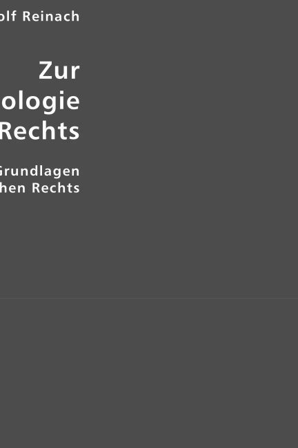Produktbild: Reinach, A: Zur Ph&auml;nomologie des Rechts