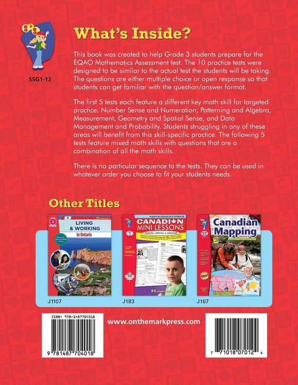 Produktbild: Ontario Grade 3 Math Test Prep Guide (EQAO)