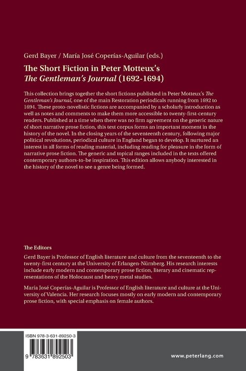 Produktbild: The Short Fiction in Peter Motteux&rsquo;s &laquo;The Gentleman&rsquo;s Journal&raquo; (1692-1694)