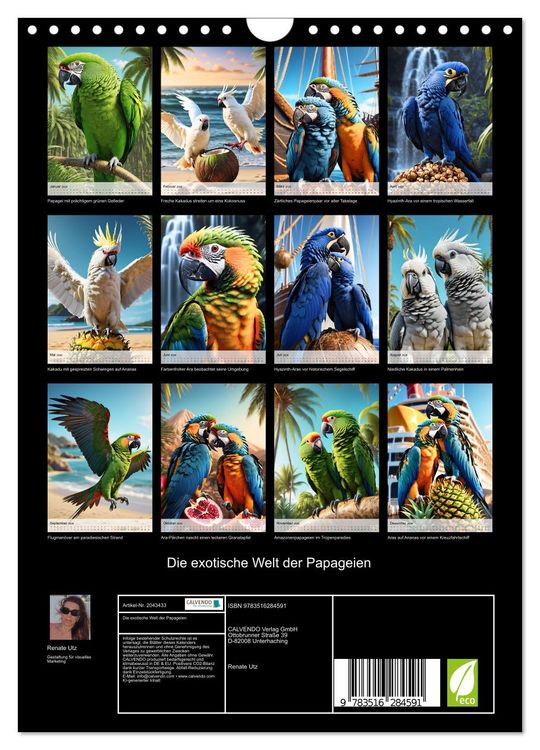 Produktbild: Die exotische Welt der Papageien (Wandkalender 2026 DIN A4 hoch), CALVENDO Monatskalender