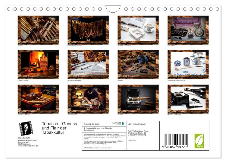 Produktbild: Tobacco - Genuss und Flair der Tabakkultur (Wandkalender 2026 DIN A4 quer), CALVENDO Monatskalender