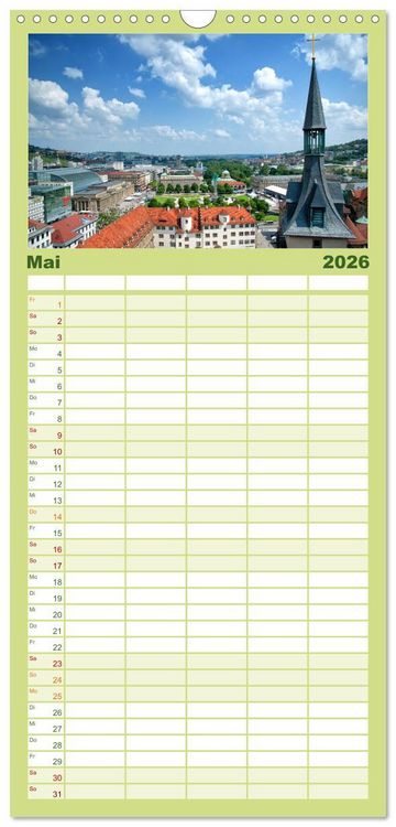 Produktbild: Familienplaner 2026 - stadtansichten stuttgart mit 5 Spalten (Wandkalender, 21 x 45 cm) CALVENDO