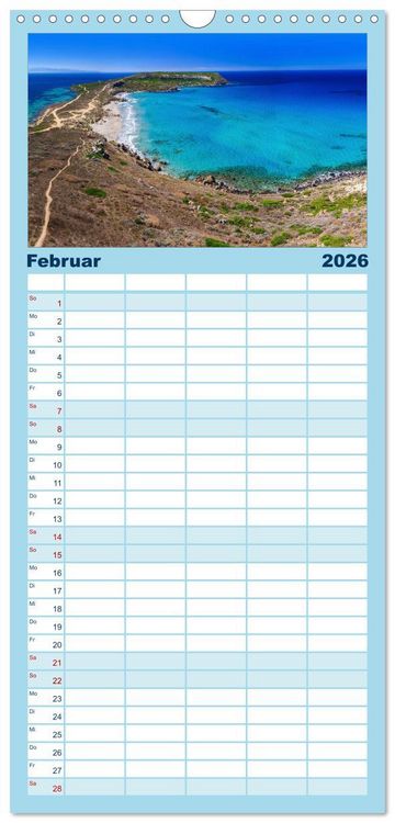 Produktbild: Familienplaner 2026 - Sardinien - Traumstr&auml;nde am Mittelmeer mit 5 Spalten (Wandkalender, 21 x 45 cm) CALVENDO