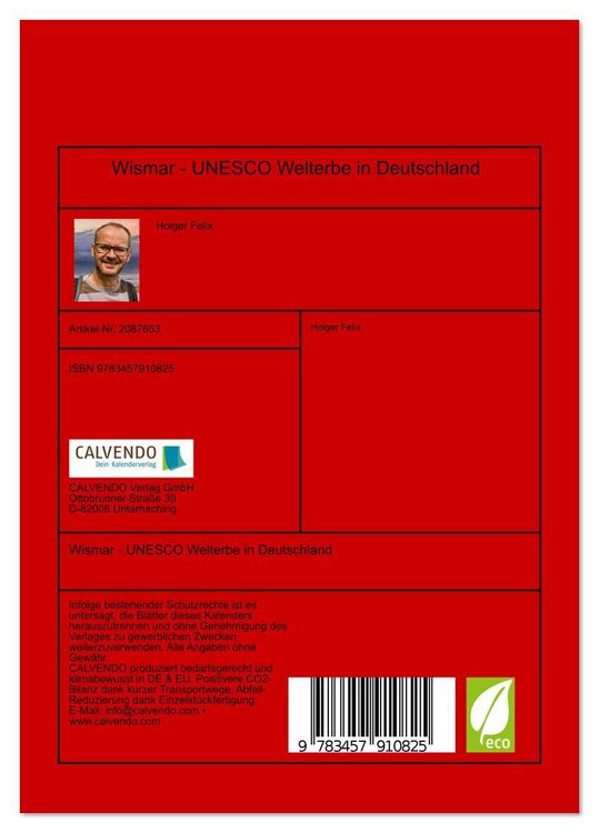 Produktbild: Wismar - UNESCO Welterbe in Deutschland (Tischkalender 2026 DIN A5 hoch), CALVENDO Monatskalender