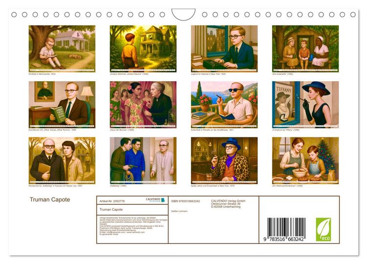 Produktbild: Truman Capote (Wandkalender 2026 DIN A4 quer), CALVENDO Monatskalender