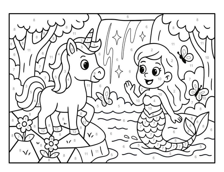 Produktbild: Malen nach Zahlen Einhorn Malbuch f&uuml;r Kinder ab 5&ndash;7 Jahren
