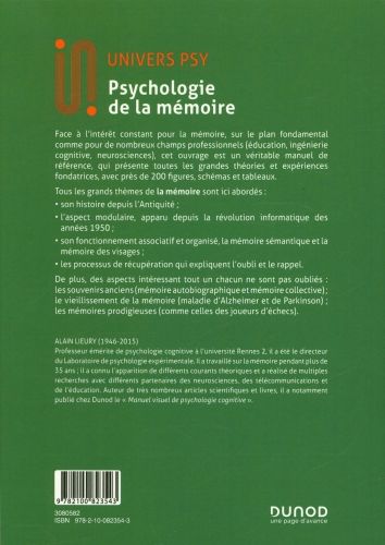 Produktbild: Psychologie de la m&eacute;moire : histoire, th&eacute;ories et exp&eacute;riences