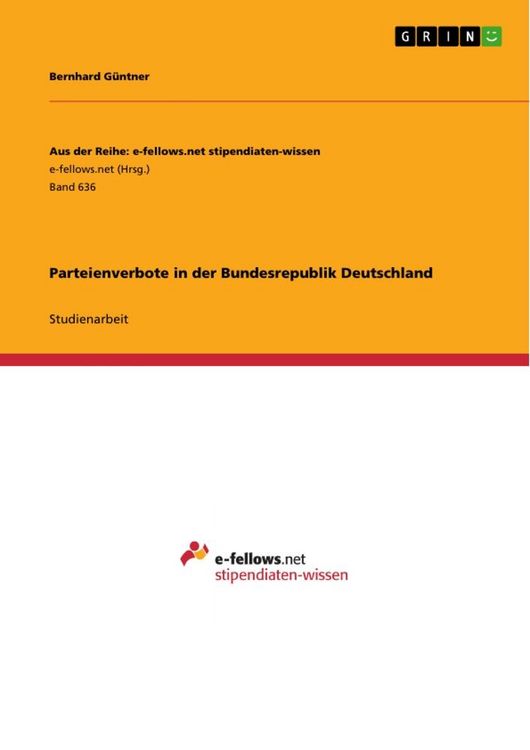 Produktbild: Parteienverbote in der Bundesrepublik Deutschland