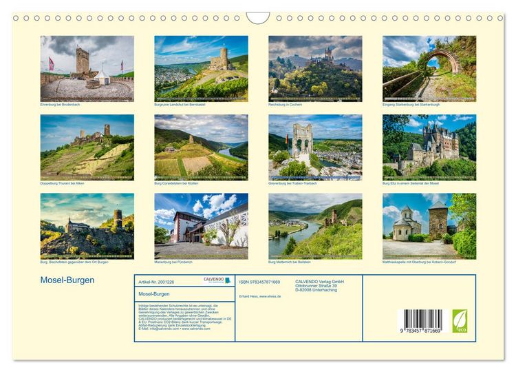 Produktbild: Mosel-Burgen (Wandkalender 2026 DIN A3 quer), CALVENDO Monatskalender