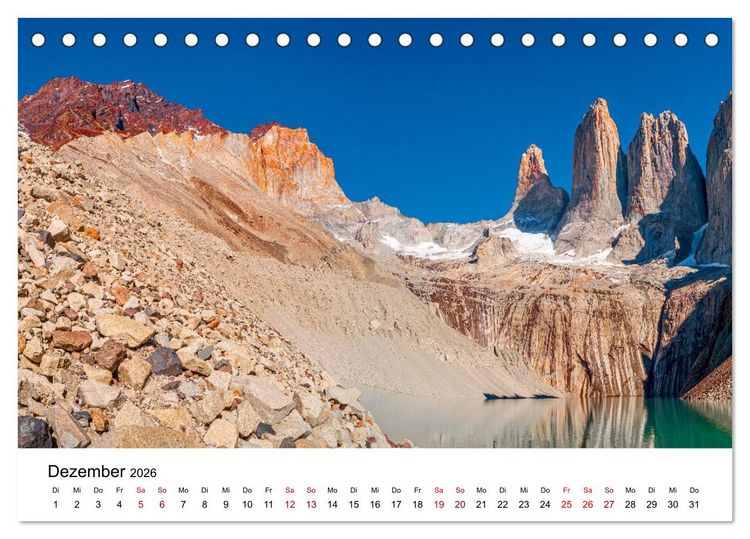 Produktbild: Patagonien, Torres del Paine Nationalpark: Am Rand der Welt (Tischkalender 2026 DIN A5 quer), CALVENDO Monatskalender