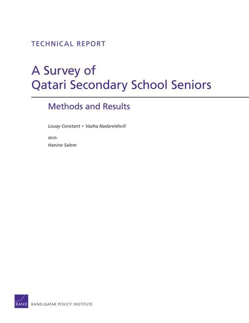 Produktbild: A Survey of Qatari Secondary School Seniors: Methods and Results