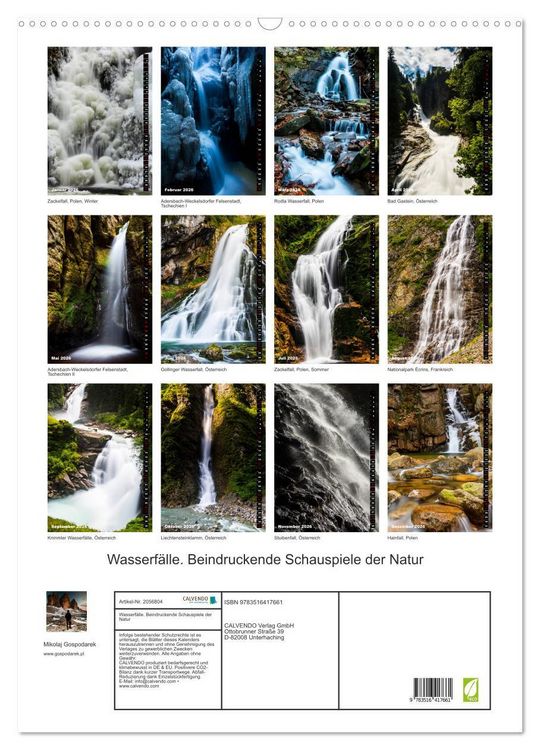 Produktbild: Wasserf&auml;lle. Beindruckende Schauspiele der Natur (Wandkalender 2026 DIN A2 hoch), CALVENDO Monatskalender