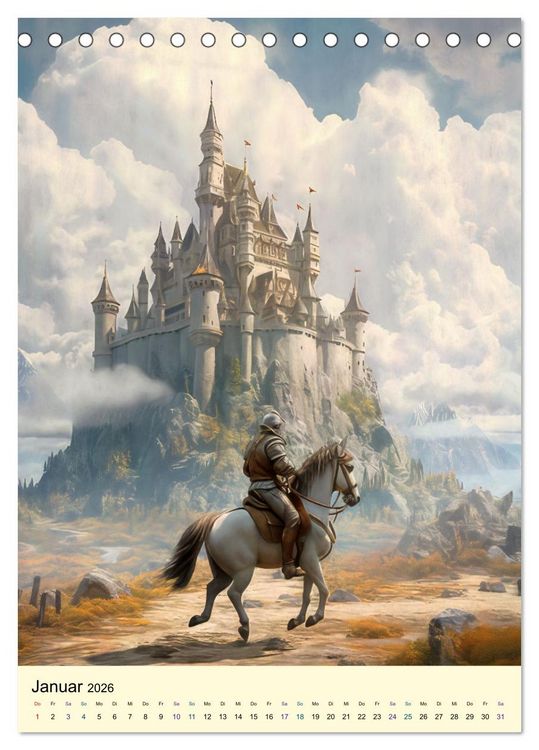 Produktbild: Drachen Ritter Burgen (Tischkalender 2026 DIN A5 hoch), CALVENDO Monatskalender