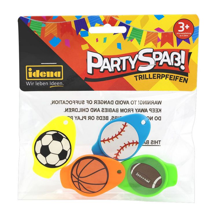Produktbild: Idena Trillerpfeife Partyspa&szlig; 5cm 4 St&uuml;ck