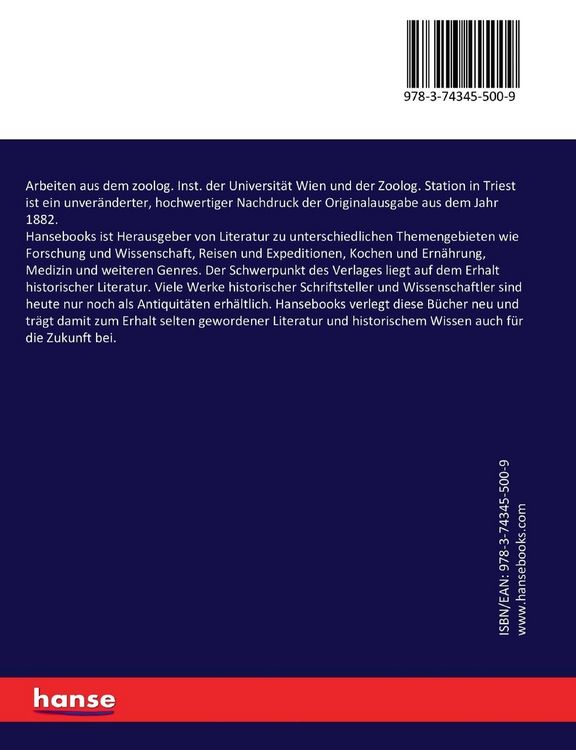 Produktbild: Arbeiten aus dem zoolog. Inst. der Universit&auml;t Wien und der Zoolog. Station in Triest