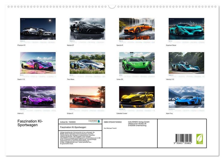 Produktbild: Faszination KI-Sportwagen (hochwertiger Premium Wandkalender 2026 DIN A2 quer), Kunstdruck in Hochglanz