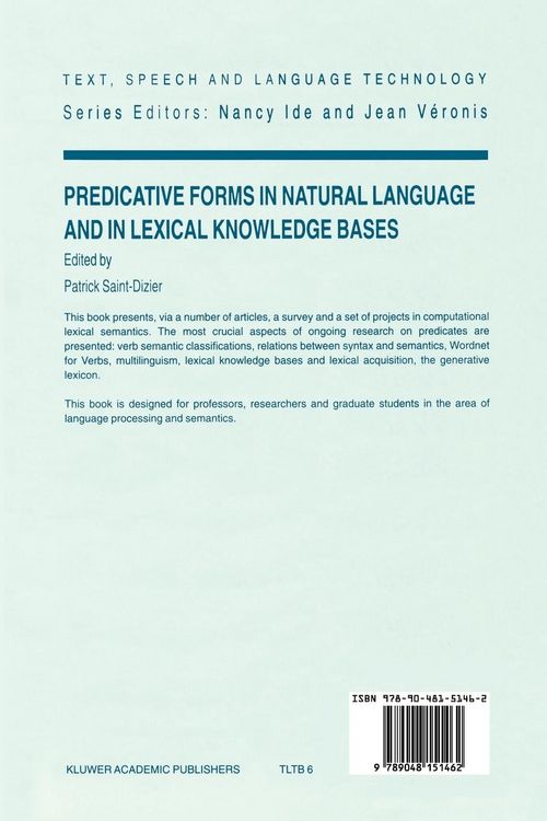 Produktbild: Predicative Forms in Natural Language and in Lexical Knowledge Bases