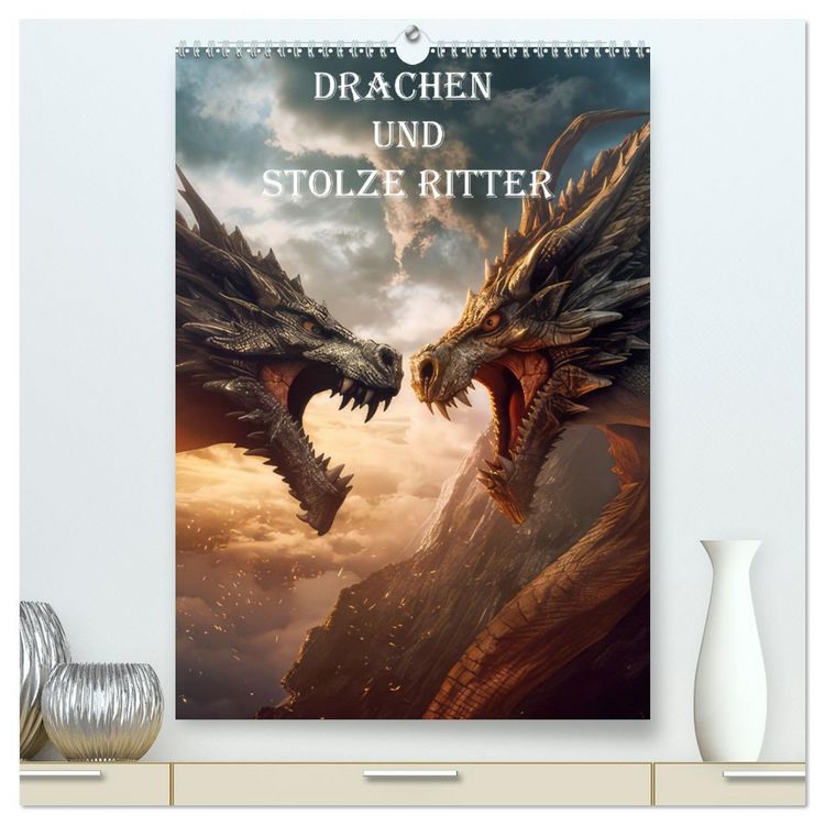 Produktbild: Drachen und stolze Ritter (hochwertiger Premium Wandkalender 2026 DIN A2 hoch), Kunstdruck in Hochglanz