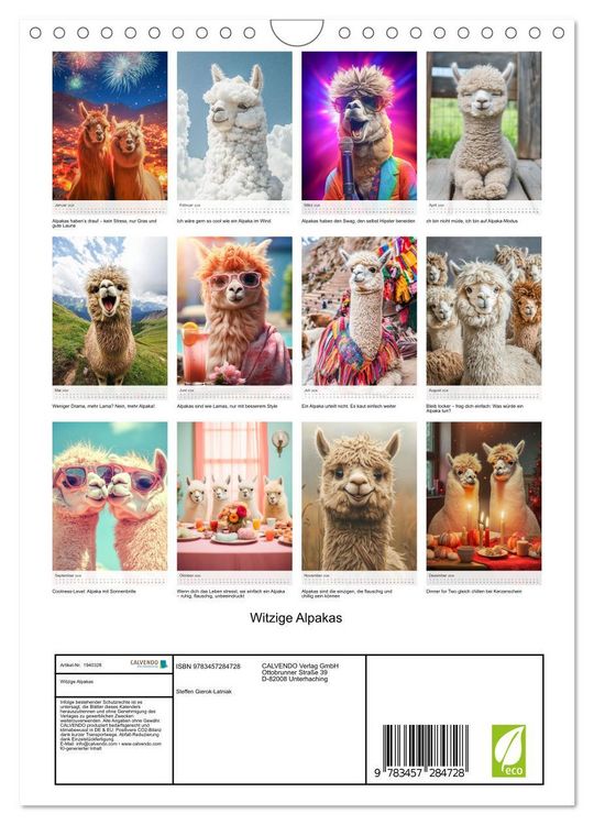 Produktbild: Witzige Alpakas (Wandkalender 2026 DIN A4 hoch), CALVENDO Monatskalender