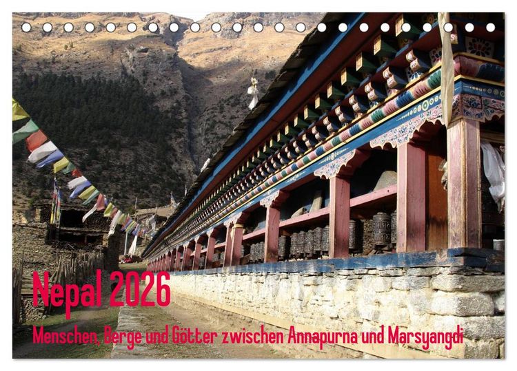 Produktbild: Nepal 2026 Menschen, Berge und G&ouml;tter zwischen Annapurna und Marsyangdi (Tischkalender 2026 DIN A5 quer), CALVENDO Monatskalender