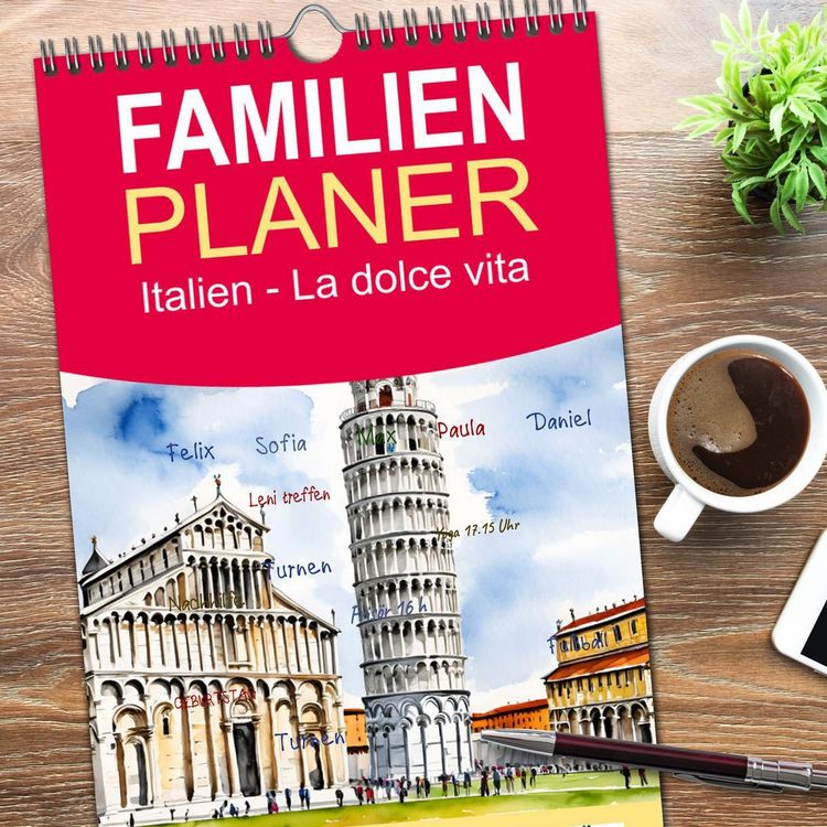 Produktbild: Familienplaner 2026 - Italien - La dolce vita mit 5 Spalten (Wandkalender, 21 x 45 cm) CALVENDO