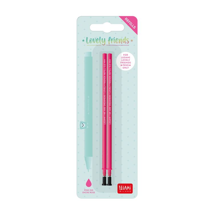 Produktbild: Legami 2 Set mit 2 Ersatzpatronen f&uuml;r Gelstift - Lovely Friends - Pink