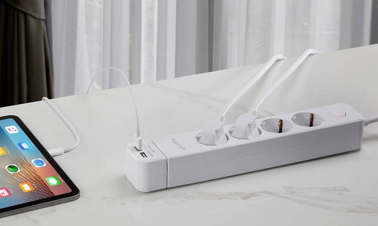 Produktbild: Sygonix SY-4535058 Steckdosenleiste mit Schalter Wei&szlig; Schutzkontakt 1St.