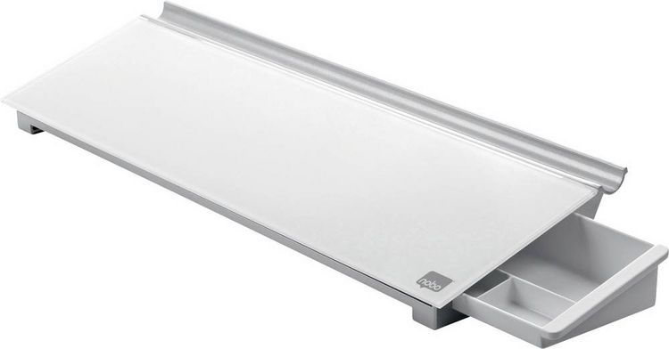 Produktbild: nobo Glas-Notizboard Diamond Glass Memo Desktop (B x H) 458 mm x 60 mm Brillant-Wei&szlig; Inkl. Ablageschale, Inkl. Boardmarker