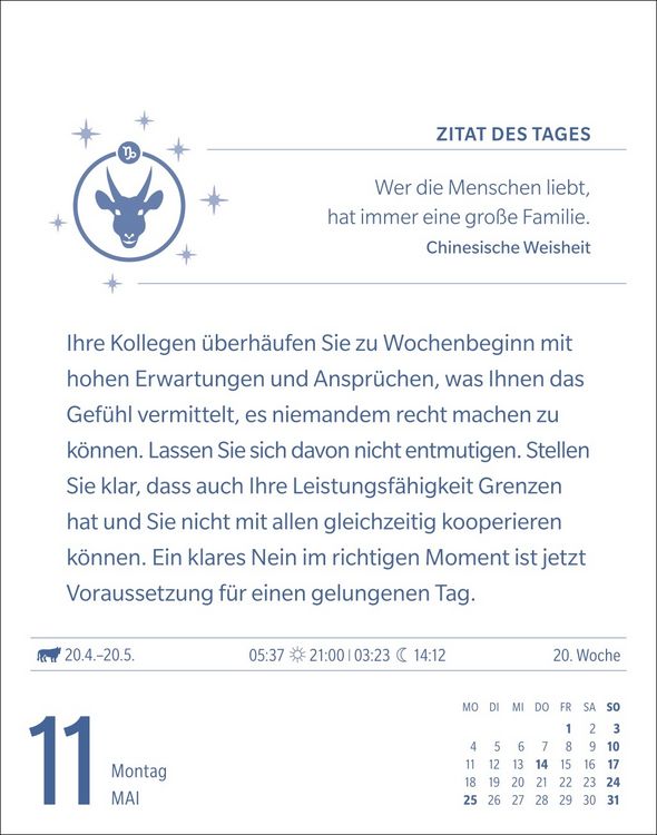 Produktbild: Steinbock Sternzeichenkalender 2026 - Tagesabrei&szlig;kalender - Ihr Horoskop f&uuml;r jeden Tag
