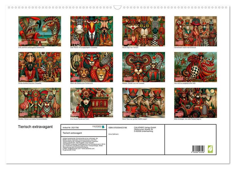 Produktbild: Tierisch extravagant (Wandkalender 2027 DIN A2 quer), CALVENDO Monatskalender