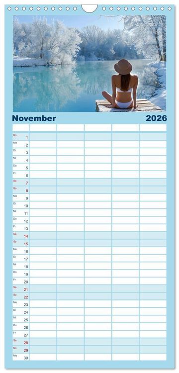 Produktbild: Familienplaner 2026 - Eisbaden mit 5 Spalten (Wandkalender, 21 x 45 cm) CALVENDO