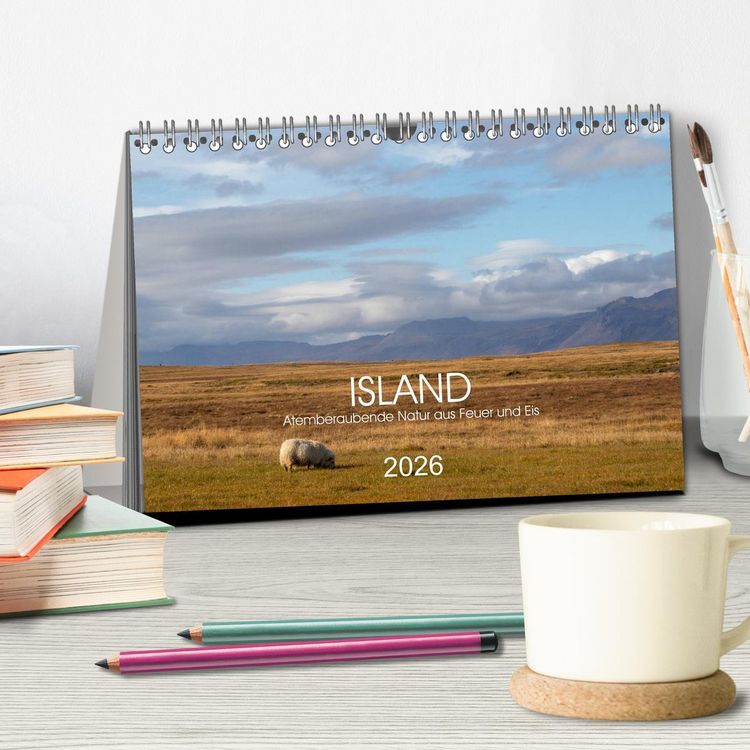 Produktbild: ISLAND Atemberaubende Natur aus Feuer und Eis (Tischkalender 2026 DIN A5 quer), CALVENDO Monatskalender