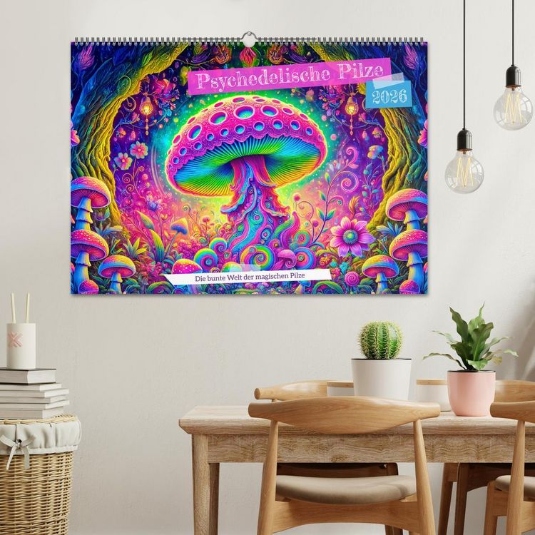Produktbild: Psychedelische Pilze - Die bunte Welt der magischen Pilze (Wandkalender 2026 DIN A2 quer), CALVENDO Monatskalender
