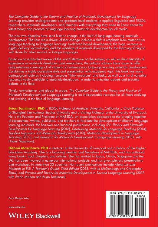 Produktbild: The Complete Guide to the Theory and Practice of Materials Development for Language Learning
