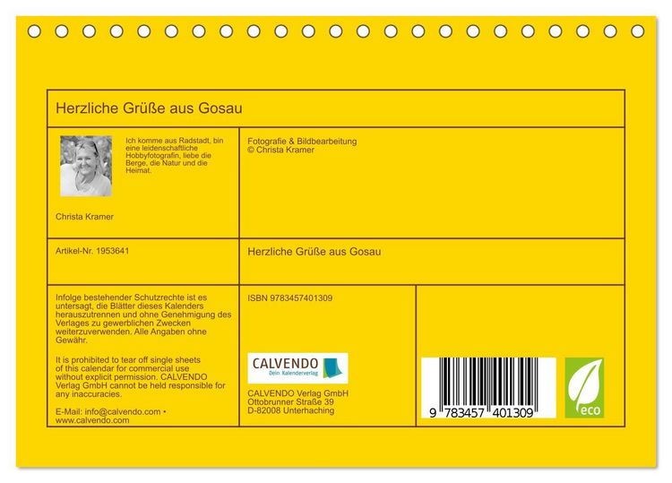 Produktbild: Herzliche Gr&uuml;&szlig;e aus Gosau (Tischkalender 2026 DIN A5 quer), CALVENDO Monatskalender