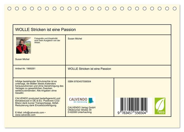 Produktbild: WOLLE Stricken ist eine Passion (Tischkalender 2026 DIN A5 quer), CALVENDO Monatskalender