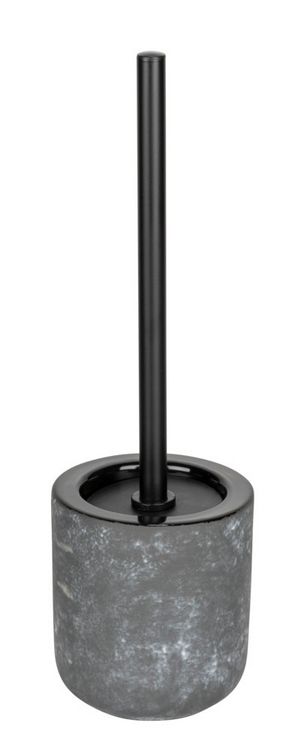 Produktbild: WC-Garnitur Mod. Sacile, grau/schwarz, Keramik, Edelstahl, &Oslash;11.5x38 cm, Betonoptik, freistehend,