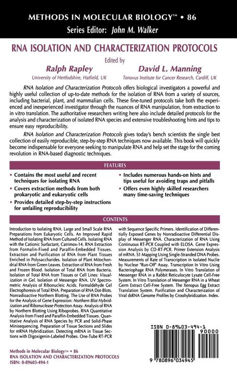 Produktbild: RNA Isolation and Characterization Protocols