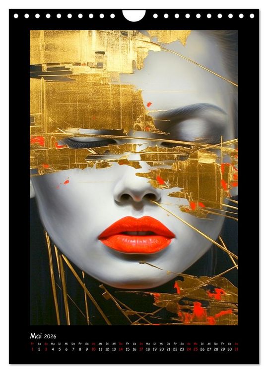 Produktbild: Goldene Portraits. Fusion von Kunst und &Auml;sthetik (Wandkalender 2026 DIN A4 hoch), CALVENDO Monatskalender