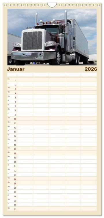 Produktbild: Familienplaner 2026 - US-Trucks. Faszination Langhauber mit 5 Spalten (Wandkalender, 21 x 45 cm) CALVENDO