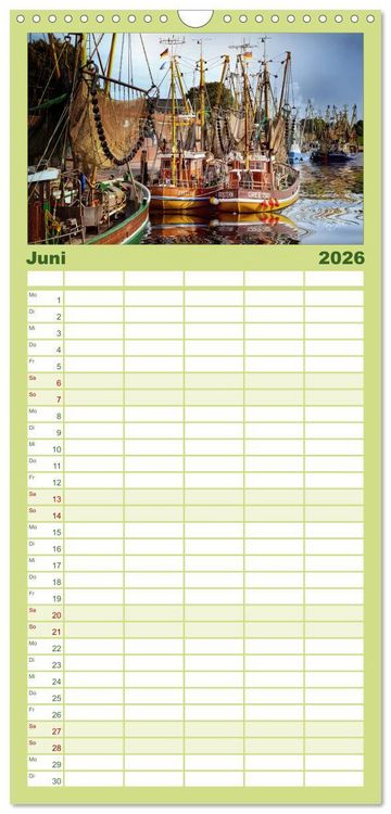Produktbild: Familienplaner 2026 - Ostfriesland, die alten H&auml;fen - Greetsiel, Neuharlingersiel, Carolinensiel mit 5 Spalten (Wandkalender, 21 x 45 cm) CALVENDO