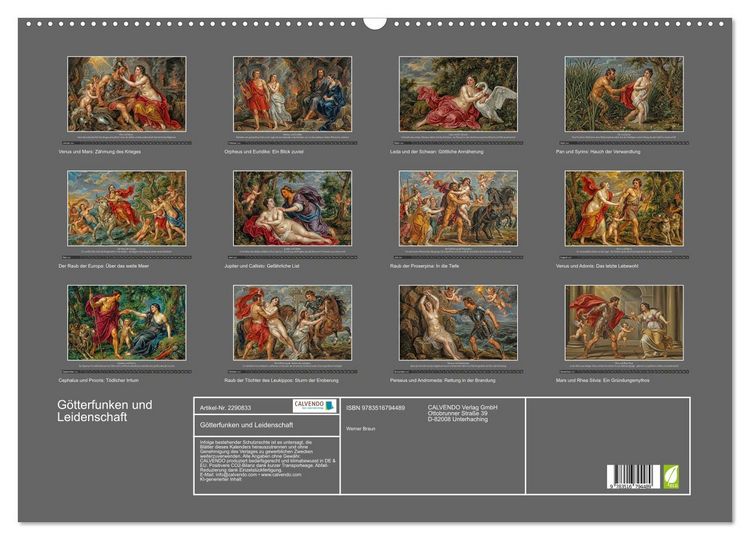 Produktbild: G&ouml;tterfunken und Leidenschaft (Wandkalender 2027 DIN A2 quer), CALVENDO Monatskalender