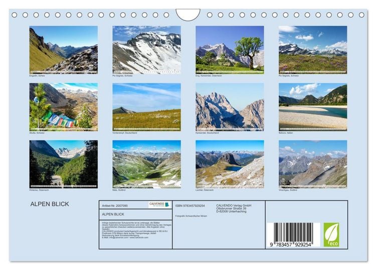 Produktbild: ALPEN BLICK (Wandkalender 2026 DIN A4 quer), CALVENDO Monatskalender