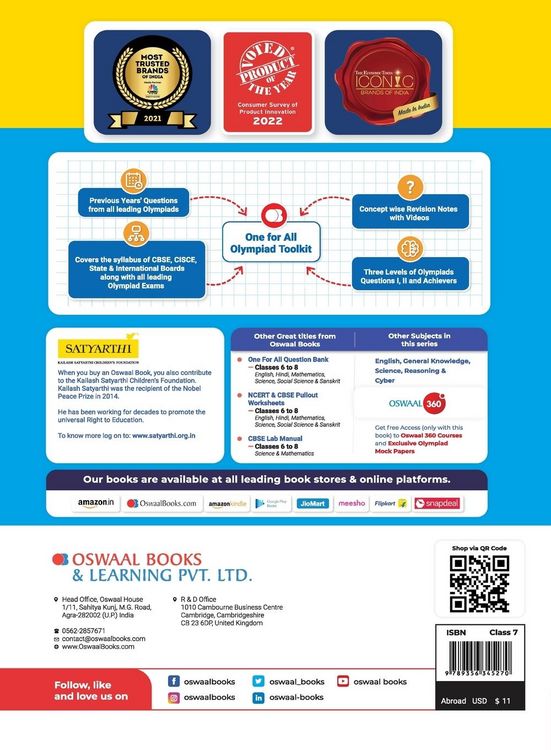 Produktbild: Oswaal One For All Olympiad Previous Years' Solved Papers, Class-7 Cyber Book (For 2023 Exam)
