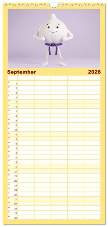 Produktbild: Familienplaner 2026 - Esse ich nicht! Der freche Kinderkalender mit Obst & Gem&uuml;se mit 5 Spalten (Wandkalender, 21 x 45 cm) CALVENDO