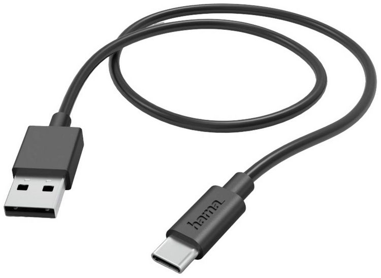 Produktbild: Hama USB-Ladekabel USB 2.0 USB-A Stecker, USB-C&reg; Stecker 1.00 m Schwarz 00201594