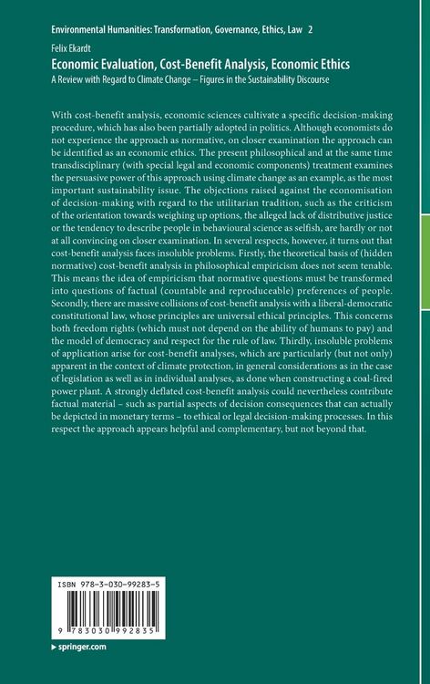 Produktbild: Economic Evaluation, Cost-Benefit Analysis, Economic Ethics