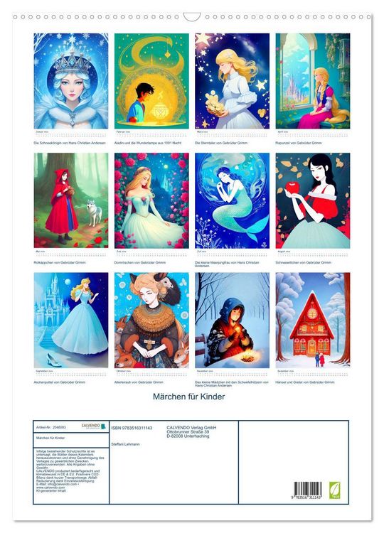 Produktbild: M&auml;rchen f&uuml;r Kinder (Wandkalender 2026 DIN A2 hoch), CALVENDO Monatskalender