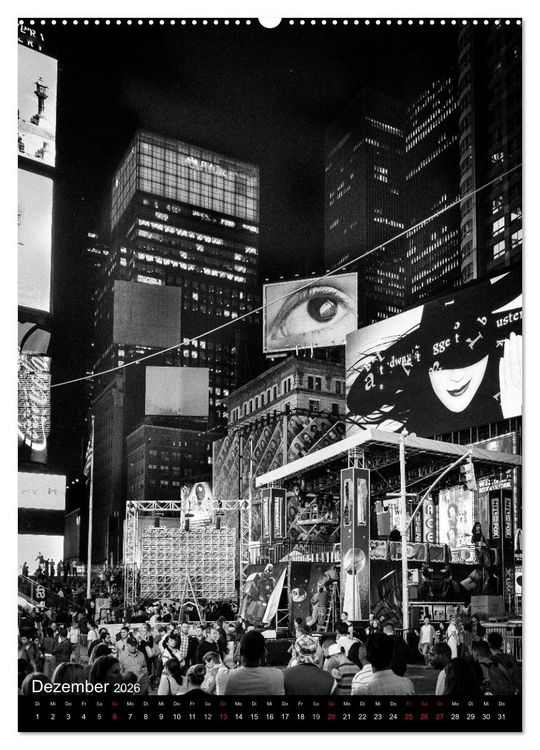Produktbild: New York City Schwarz auf Wei&szlig; (Wandkalender 2026 DIN A2 hoch), CALVENDO Monatskalender