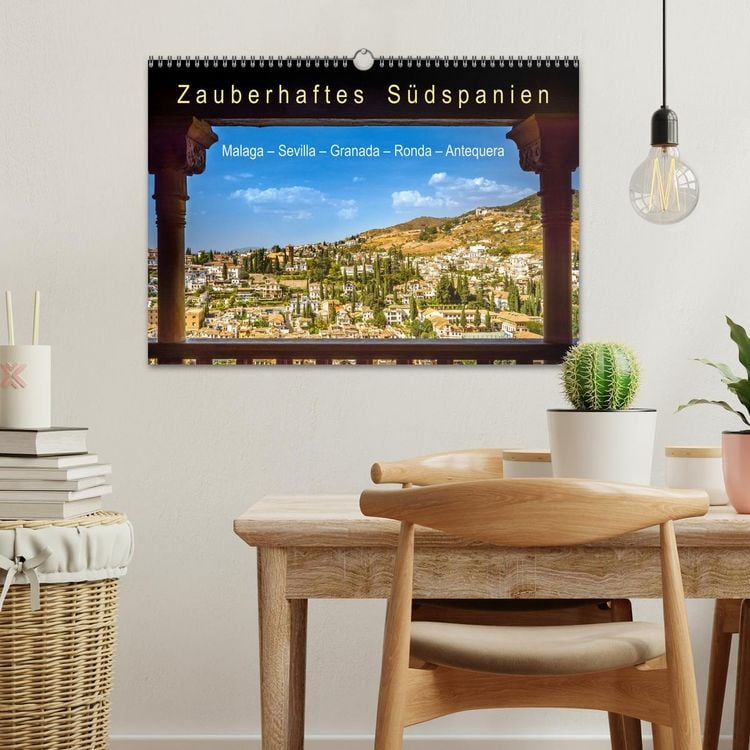 Produktbild: Zauberhaftes S&uuml;dspanien: Malaga - Sevilla - Granada - Ronda - Antequera (Wandkalender 2026 DIN A3 quer), CALVENDO Monatskalender
